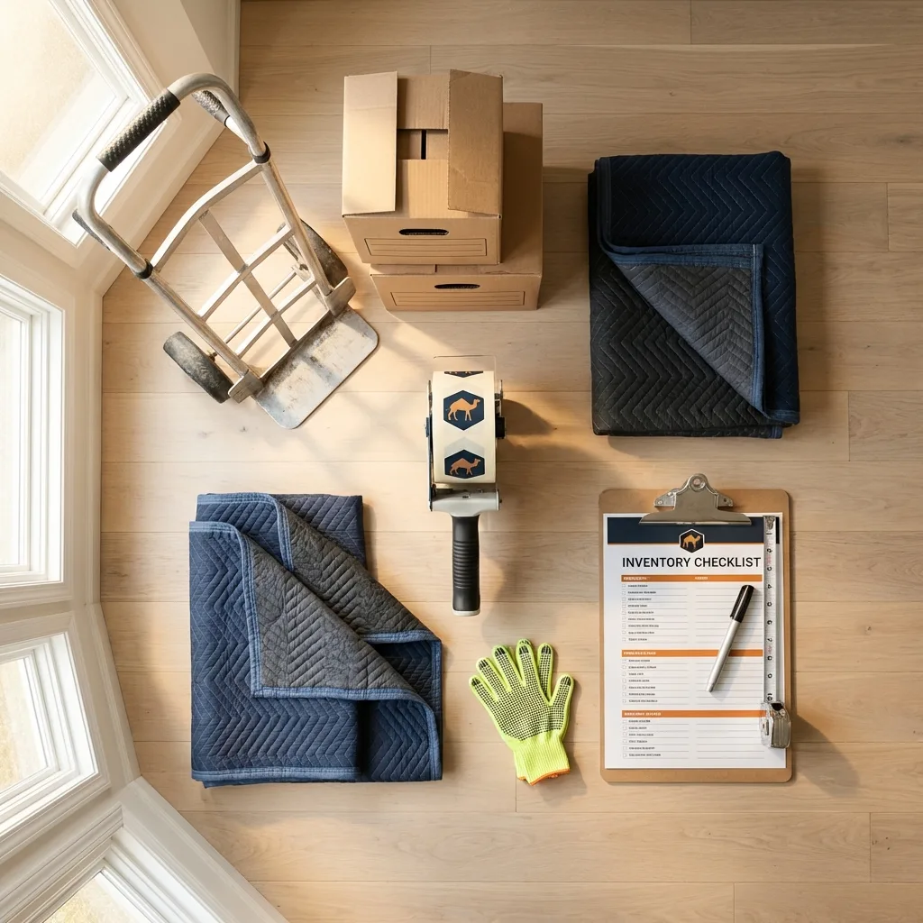 Professional moving supplies and packing materials layout for Savannah residential relocations